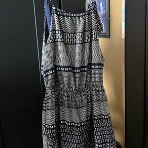 Vintage Francesca's Spaghetti Strap Navy/White Romper Size Medium